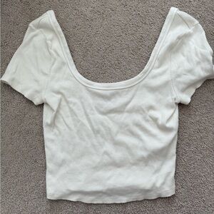 Universal Thread White Ribbed Scoop Neck Crop Top Size Medium